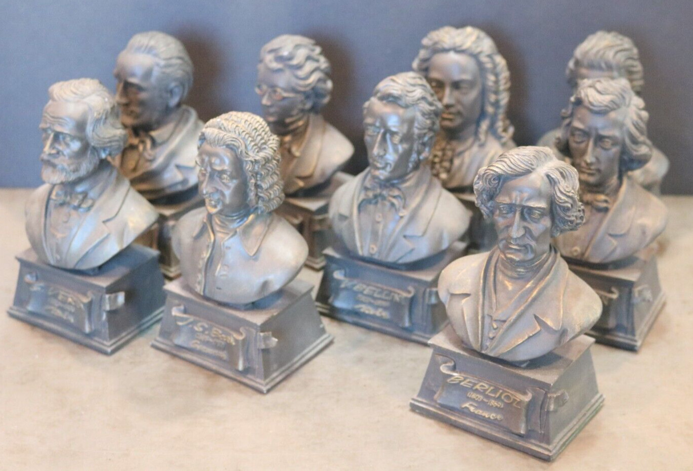 Vintage Set Of 9 Mini Composers Busts Statues K’s Collection
