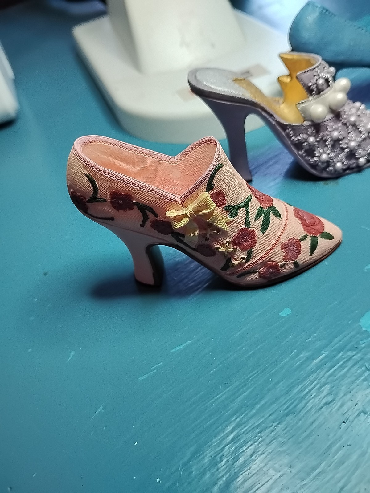 Ceramic Miniature Fancy Designer Shoes-3-4” Each-Fine Details Mini Decor Shoes 3
