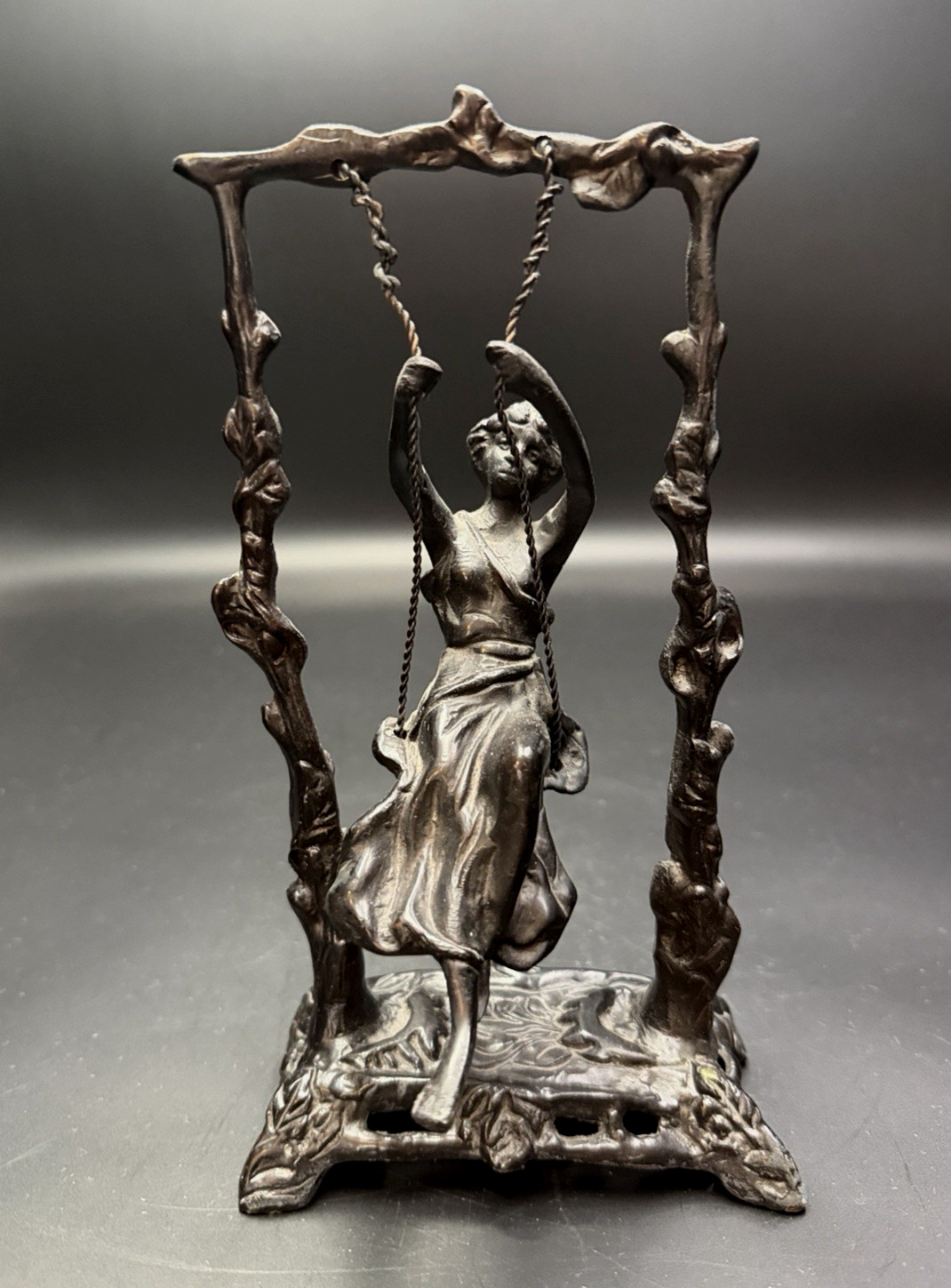 Vintage Girl on Swing Reproduction August Moreau Art Nouveau Bronze Sculpture