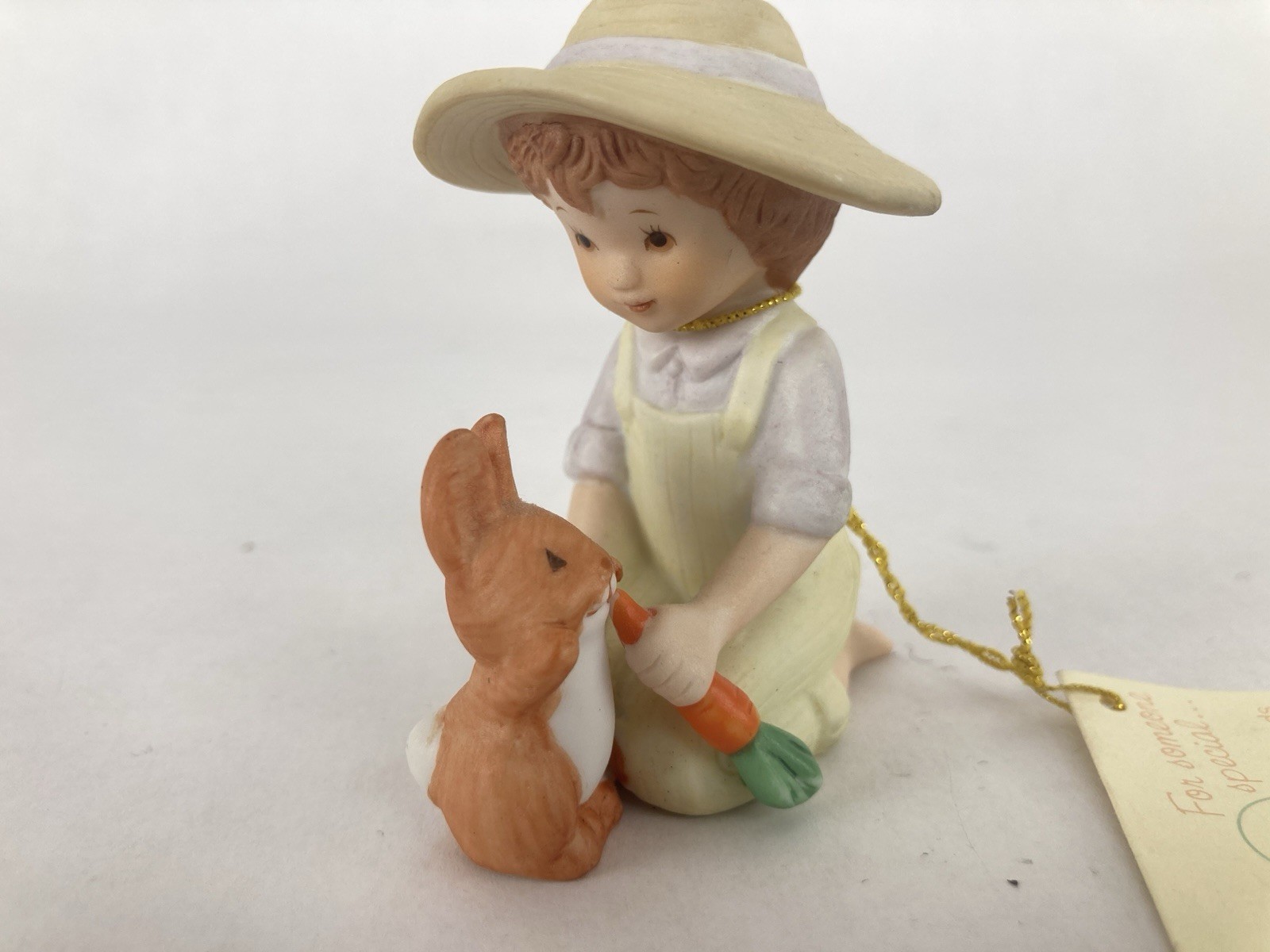 Vintage 1986 ‘Perfect Pals’ Little Girl w/Bunny Handpainted Porcelain Figurine