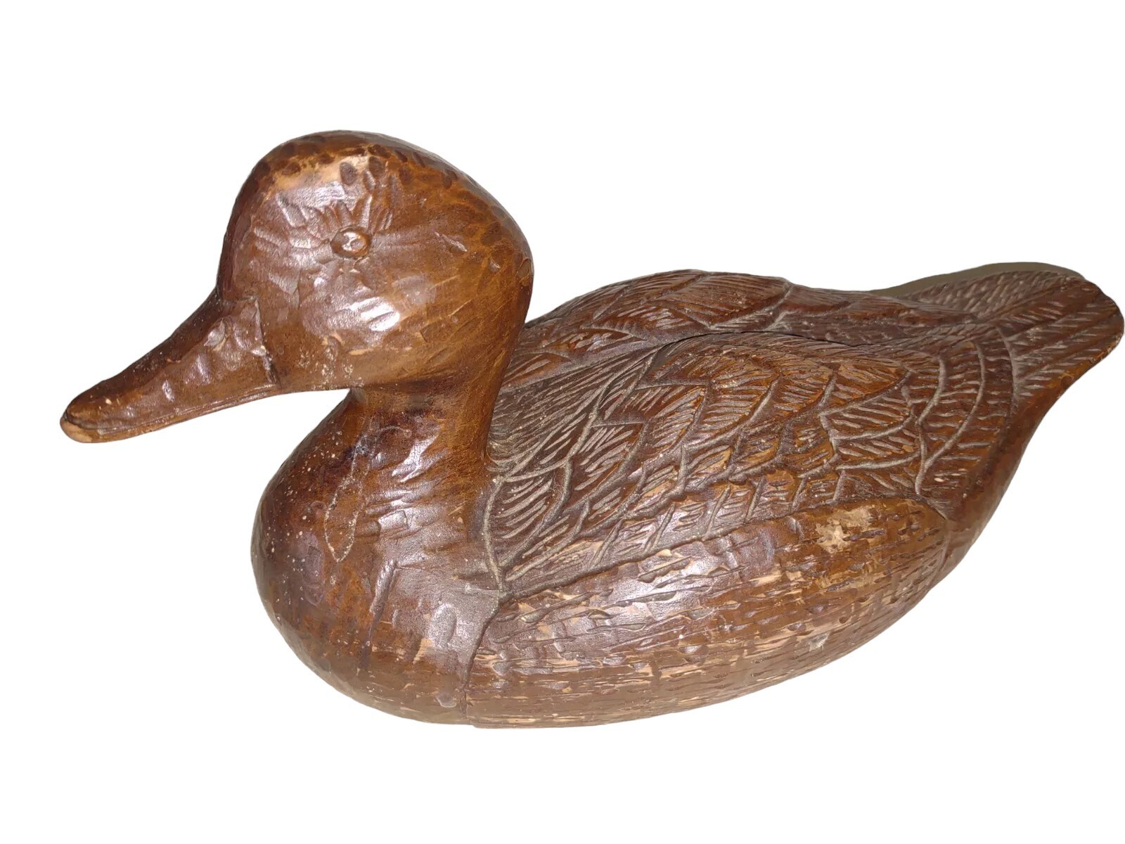 Vintage Rustic Cabin Molded Heavy Plastic Resin Duck Decoy Figurine 10.5″ L