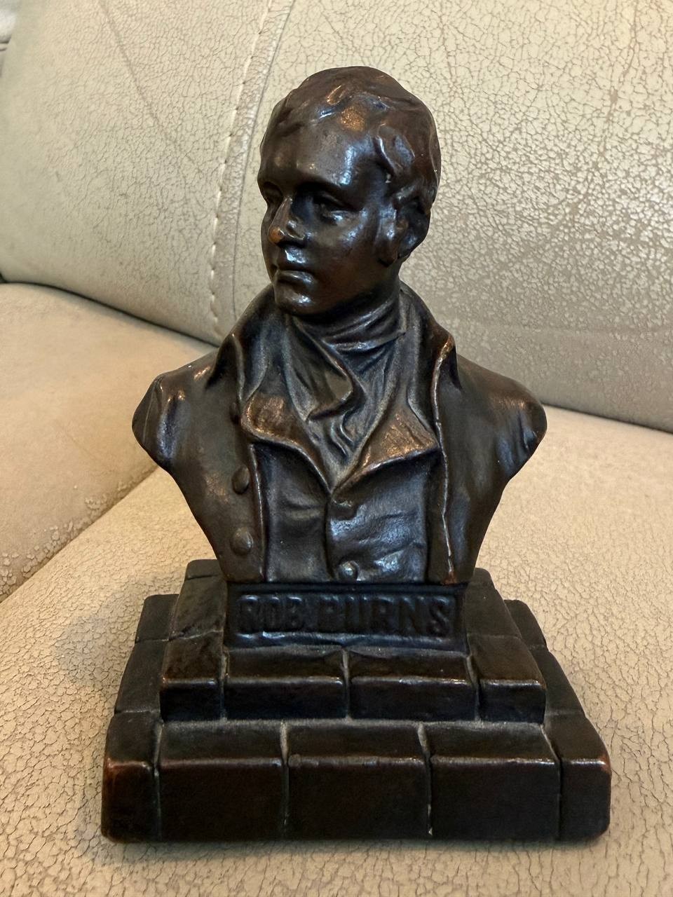 Vintage Robert Rob Burns Bronze Bust Sculpture Scottish Poet Library Statue Deco