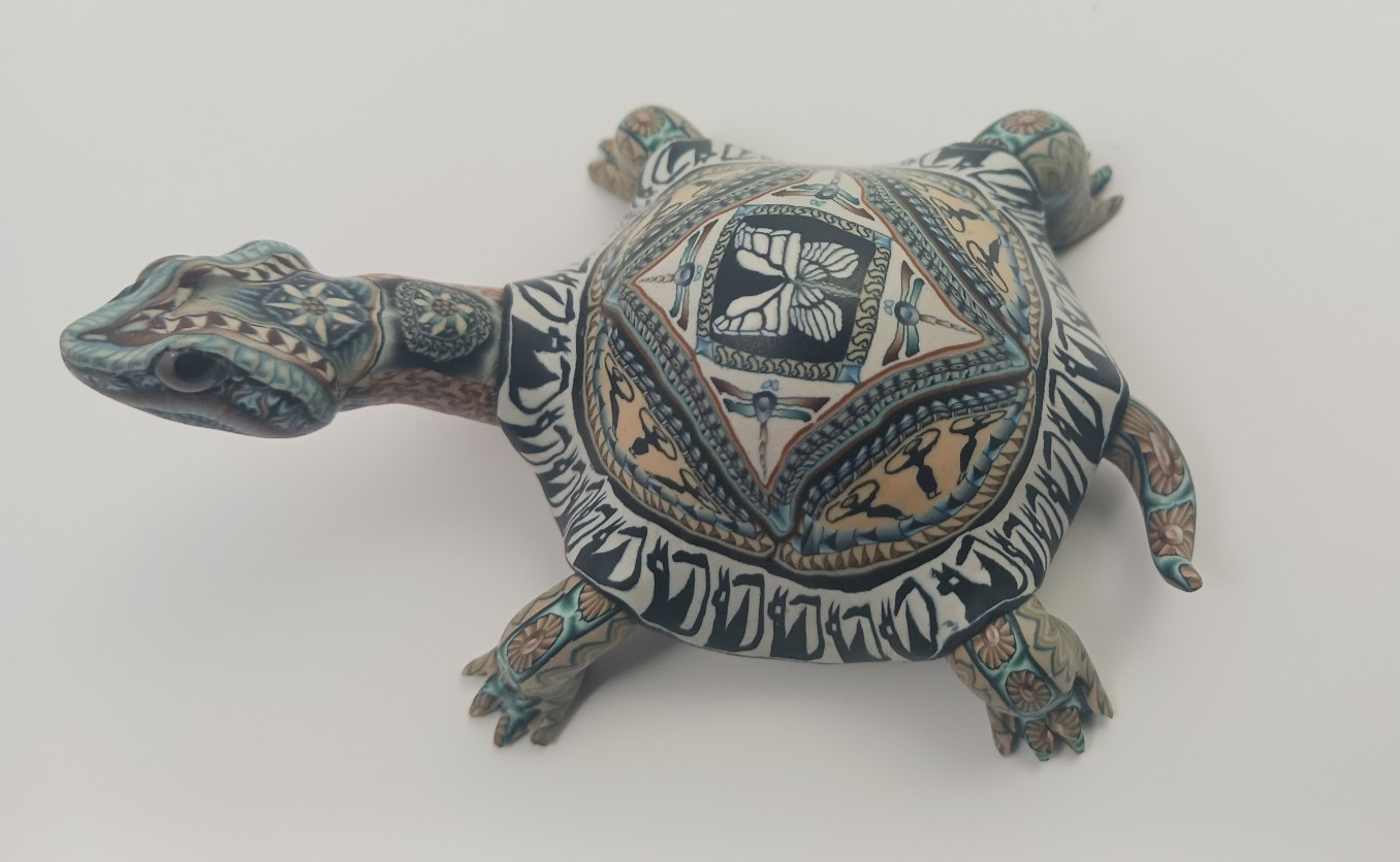 Jon Stuart Anderson Polymer Clay ~ 2005 Med. Turtle Good Condition Detailed Art