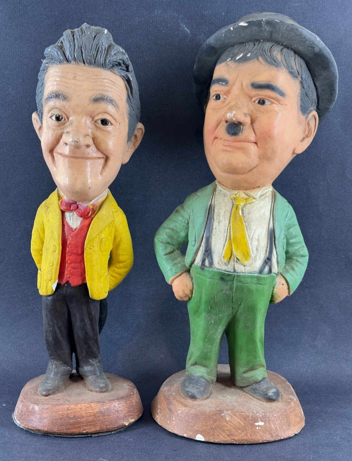 Laurel & Hardy Chalkware Statue ESCO Silent Film Comedians 1971 Vintage