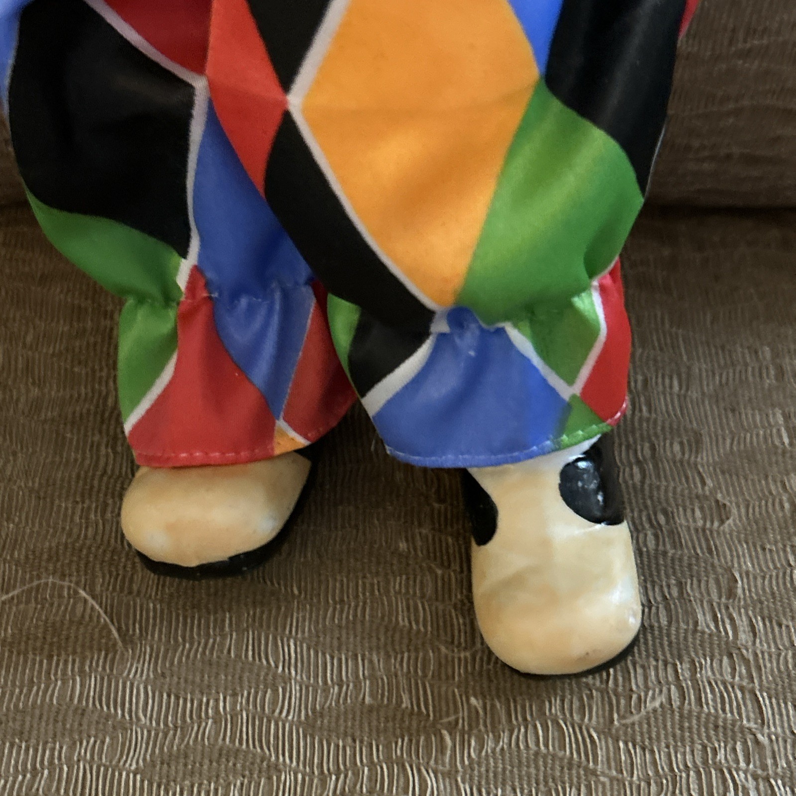 Porcelain Clown Doll 1980s Harlequin Vintage Open & Shut Eyes Soft Body Creepy