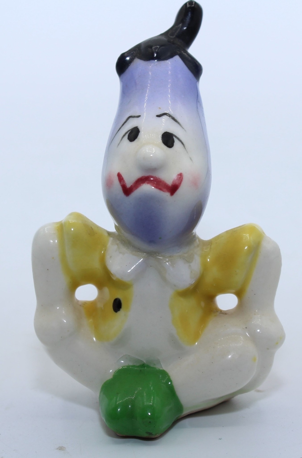1950s VTG Vegetables Corn Eggplant Ceramic Porcelain Japan 3″ FigurineS Lot of 2