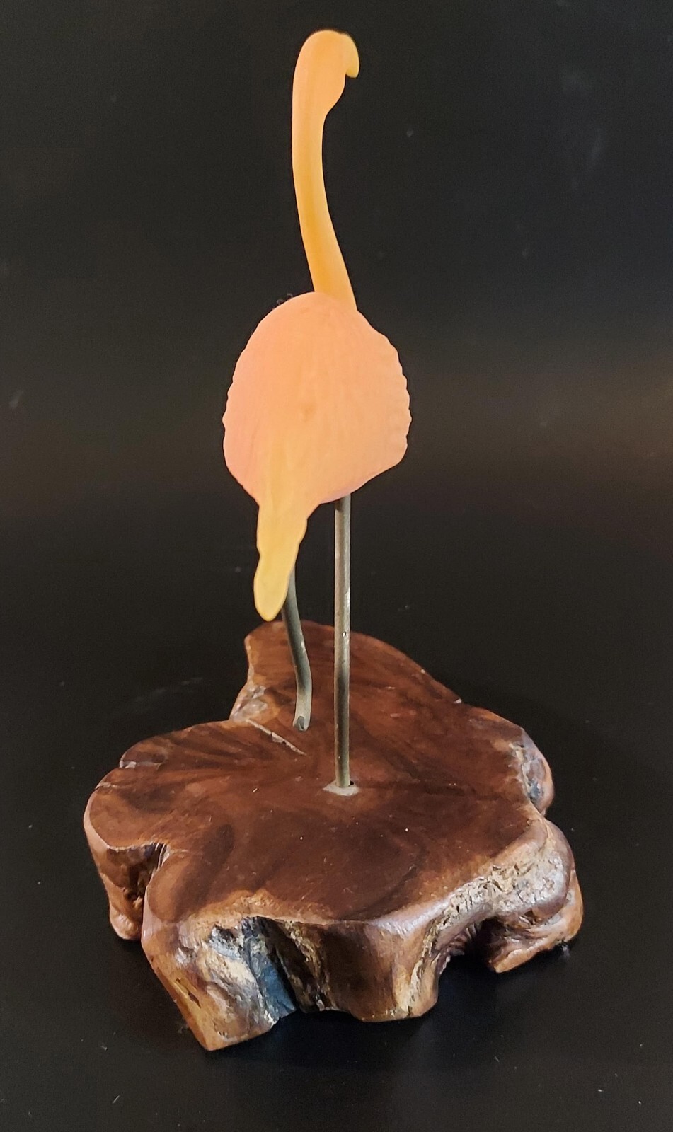 Vintage Pink Flamingo Sculpture on Drift Wood Base – Beachy Coastal