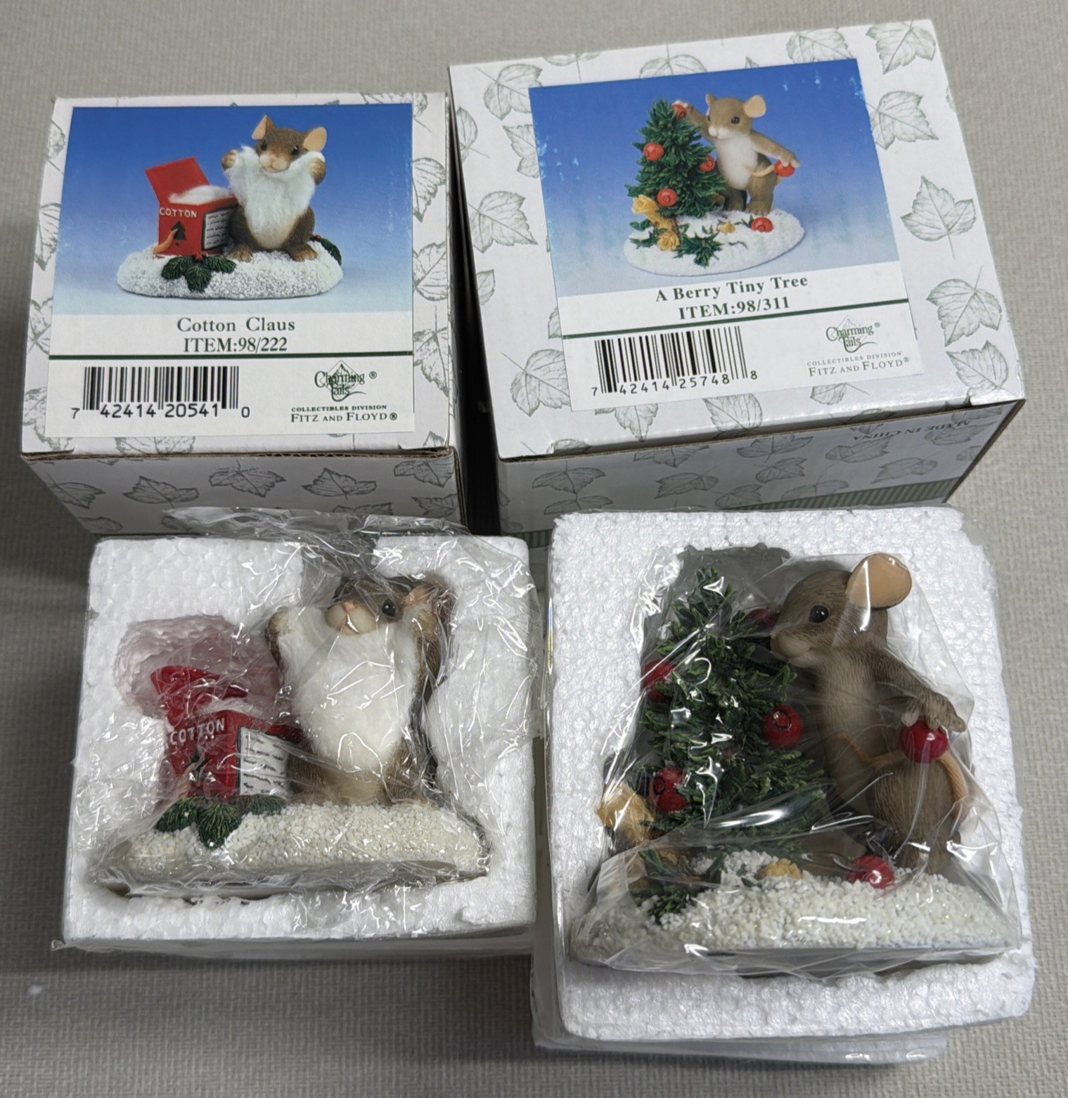 2-Charming Tails “A Berry Tiny Tree” Special Edition & Cotton Claus Both NEW