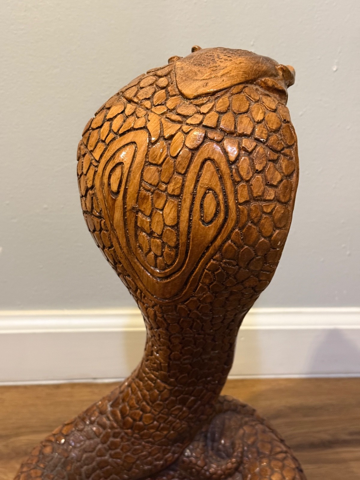 🐍 Vintage Chalkware Cobra Snake Statue 17” Large Brown Gold Figure Decor