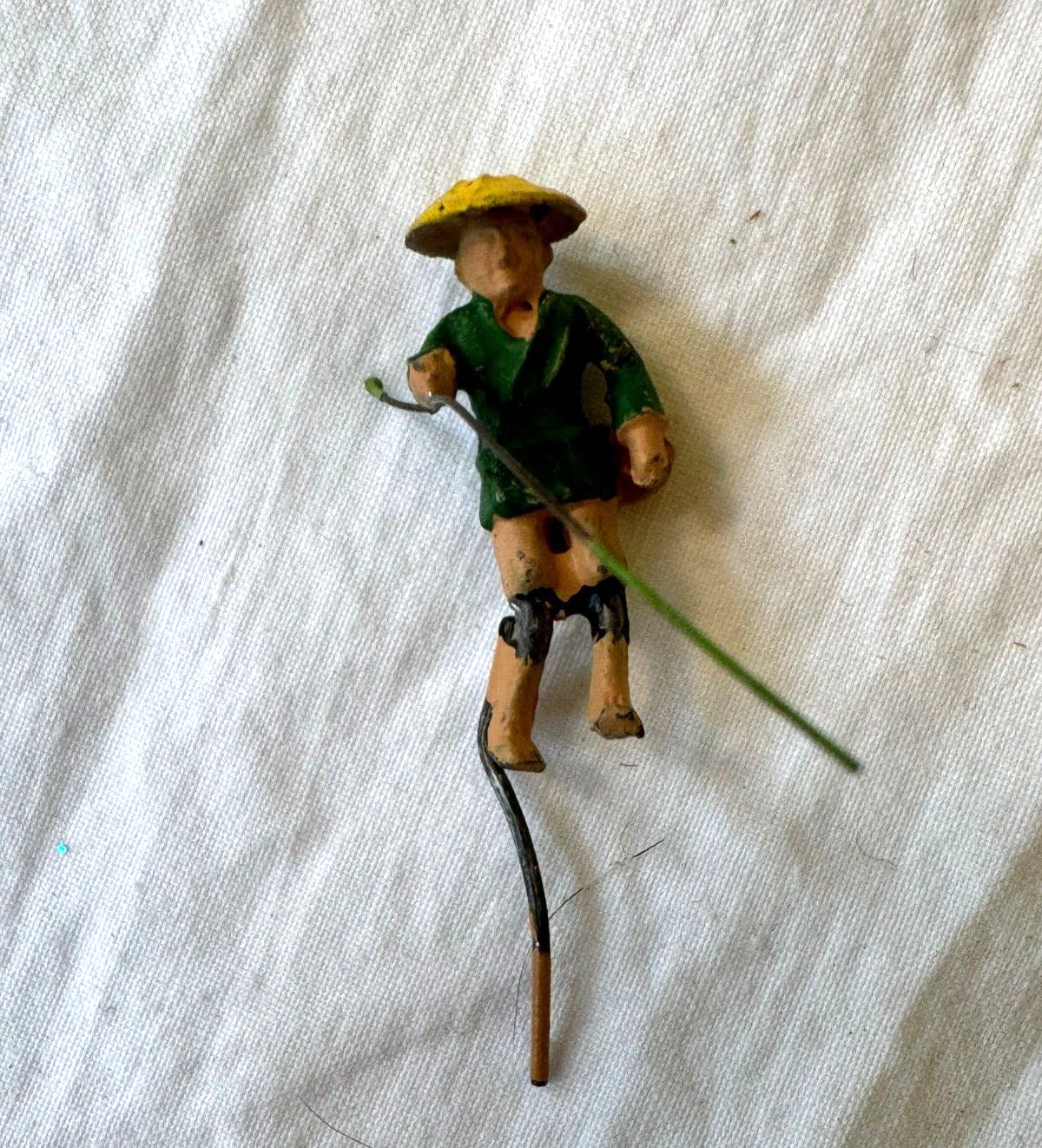 Lot of 5 Vintage Tiny Miniature Asian Figurines Lead Farmers Warriors