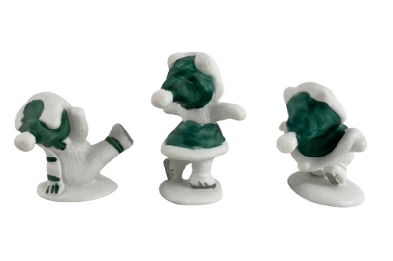 Lot of 3 Vintage Applause 1988 Bisque Ice Skater Bear Figurines Collectible
