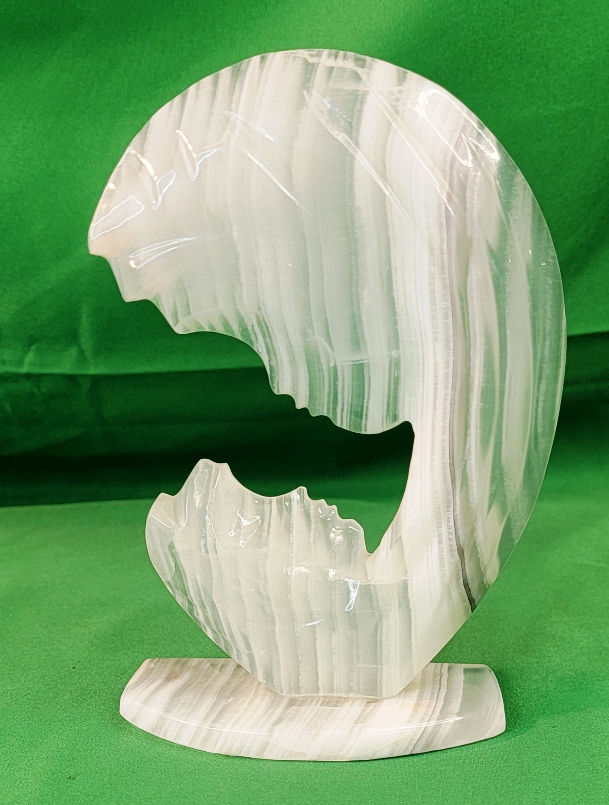 SOLID CLEAR & WHITE FROSTED VEINED MARBLE SCULPTURE FIGURINE Mother and Child