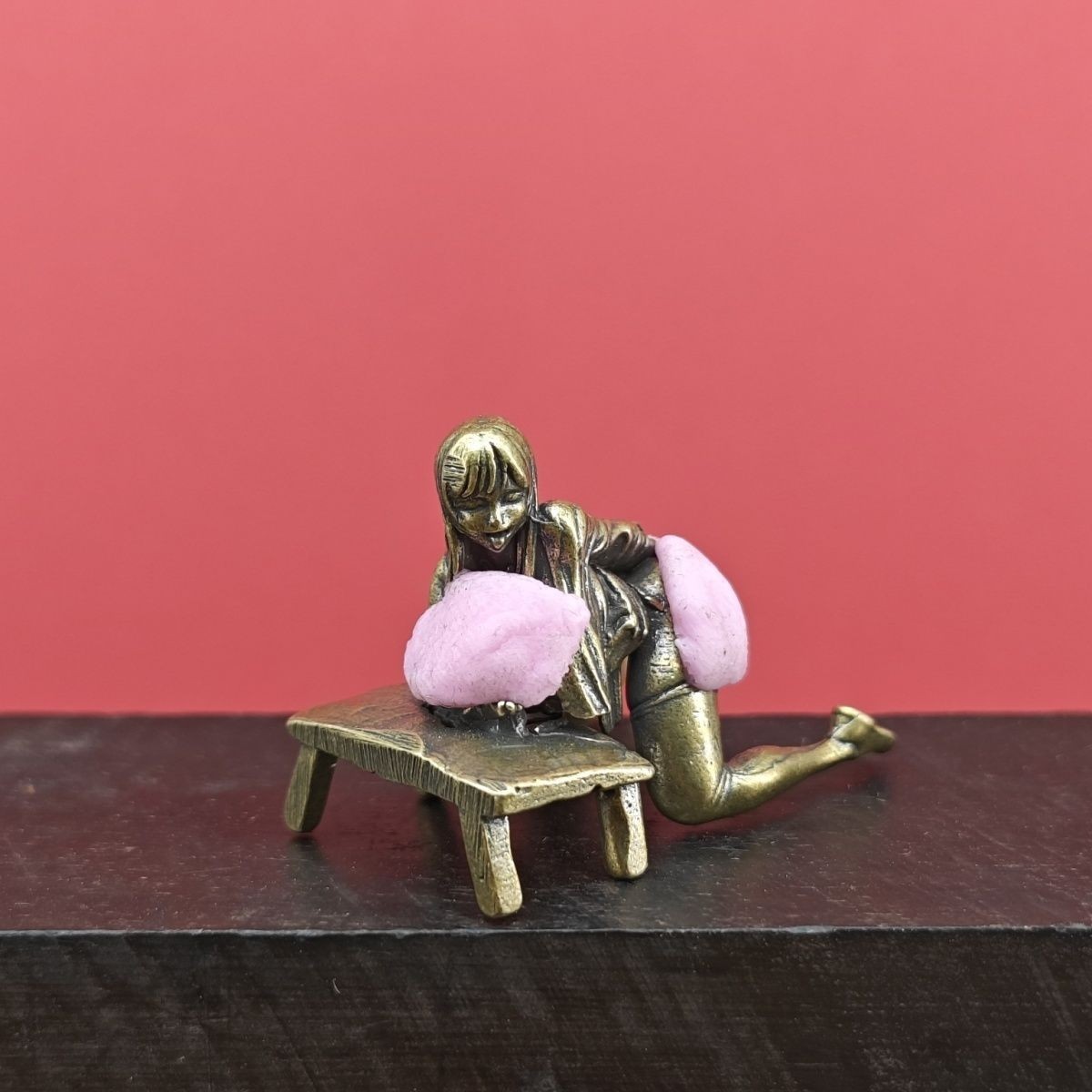 54mm Solid Brass Sexy Kneeling Table Lady Big Ass Beauty Miniature Doll Model