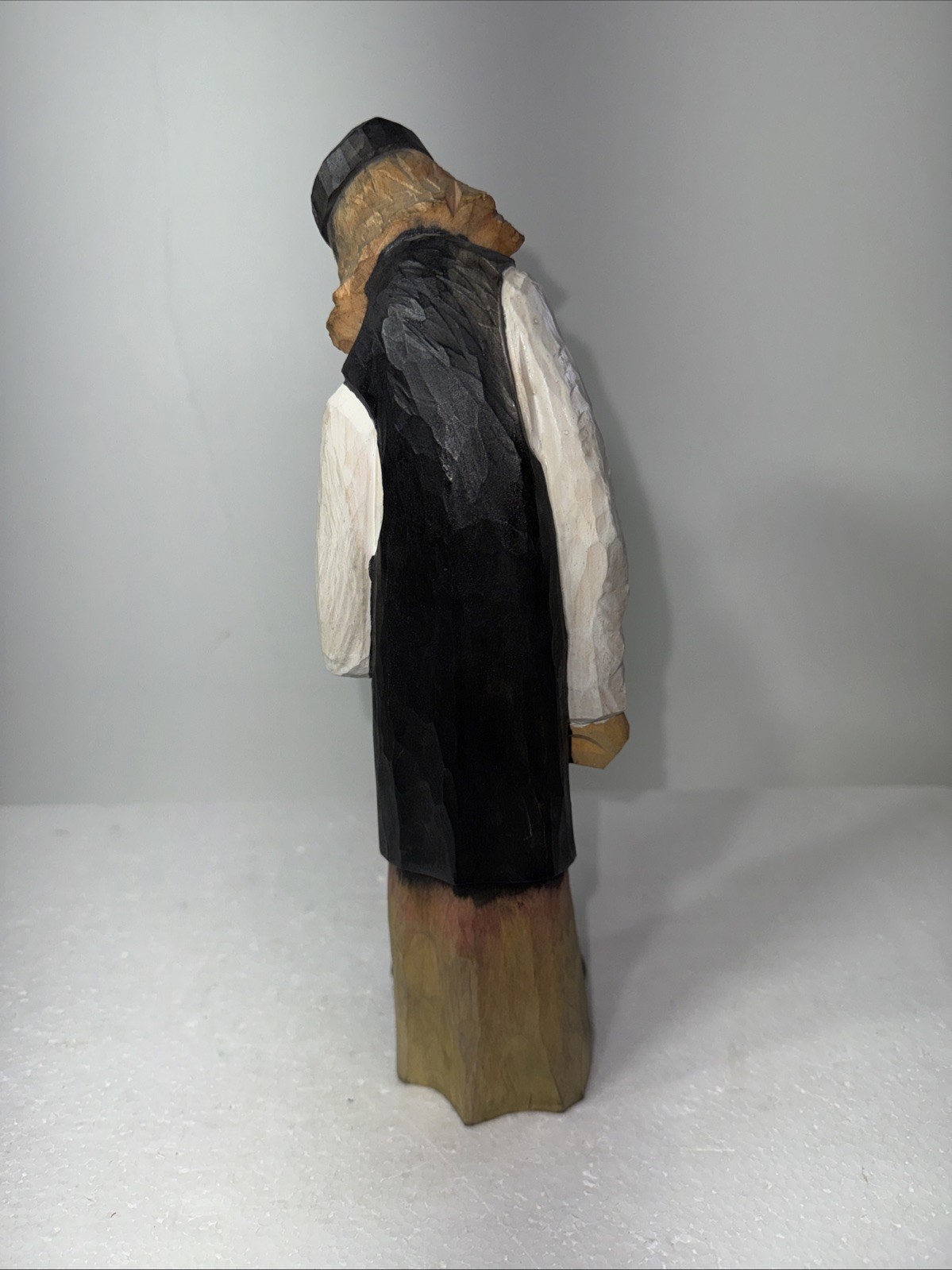 Hand Carved Wooden Man With Fiddle Fork Art
