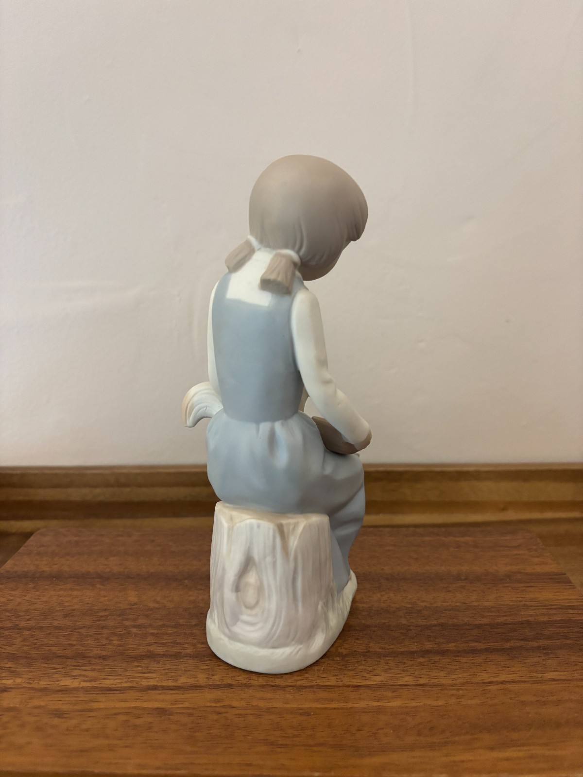Porcelain Girl Feeding Chicken Matte Finish Figurine Spain