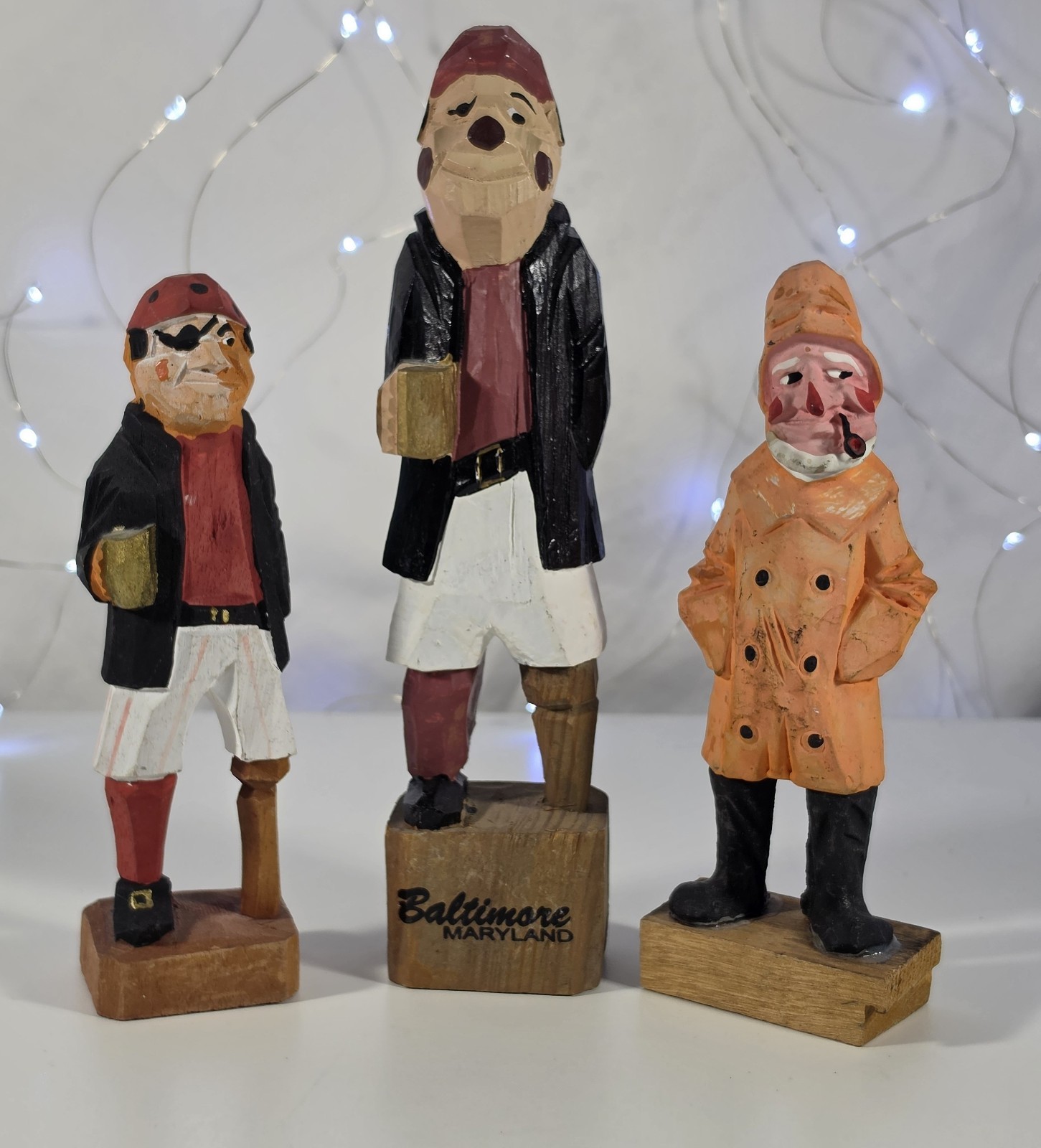 Lot of Vintage Hand Carved Sea Themed Men Nautical Folk (B15)