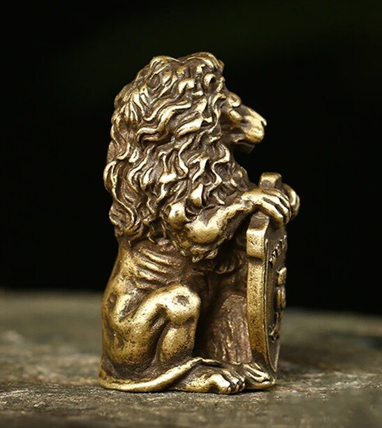 NEW Brass Lion Welcome Animal Small Sculpture Tabletop Figurine Home Decor#