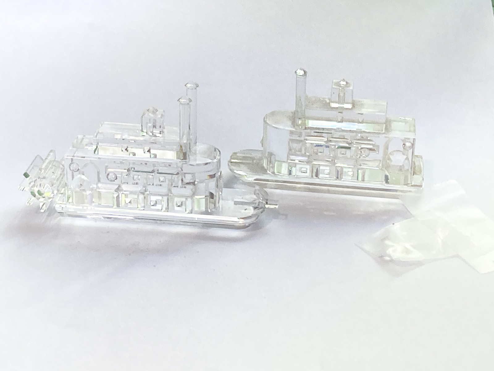 Crystal World Crystal Steamboat Mississippi Riverboat Paddle Boats (2) AS IS!