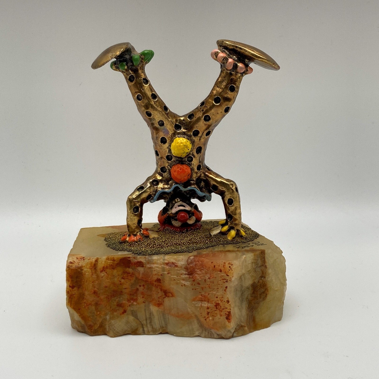 Vintage 1982 Ron Lee Clown Signed Sculpture PINKY THE CLOWN Standing on Head 24K