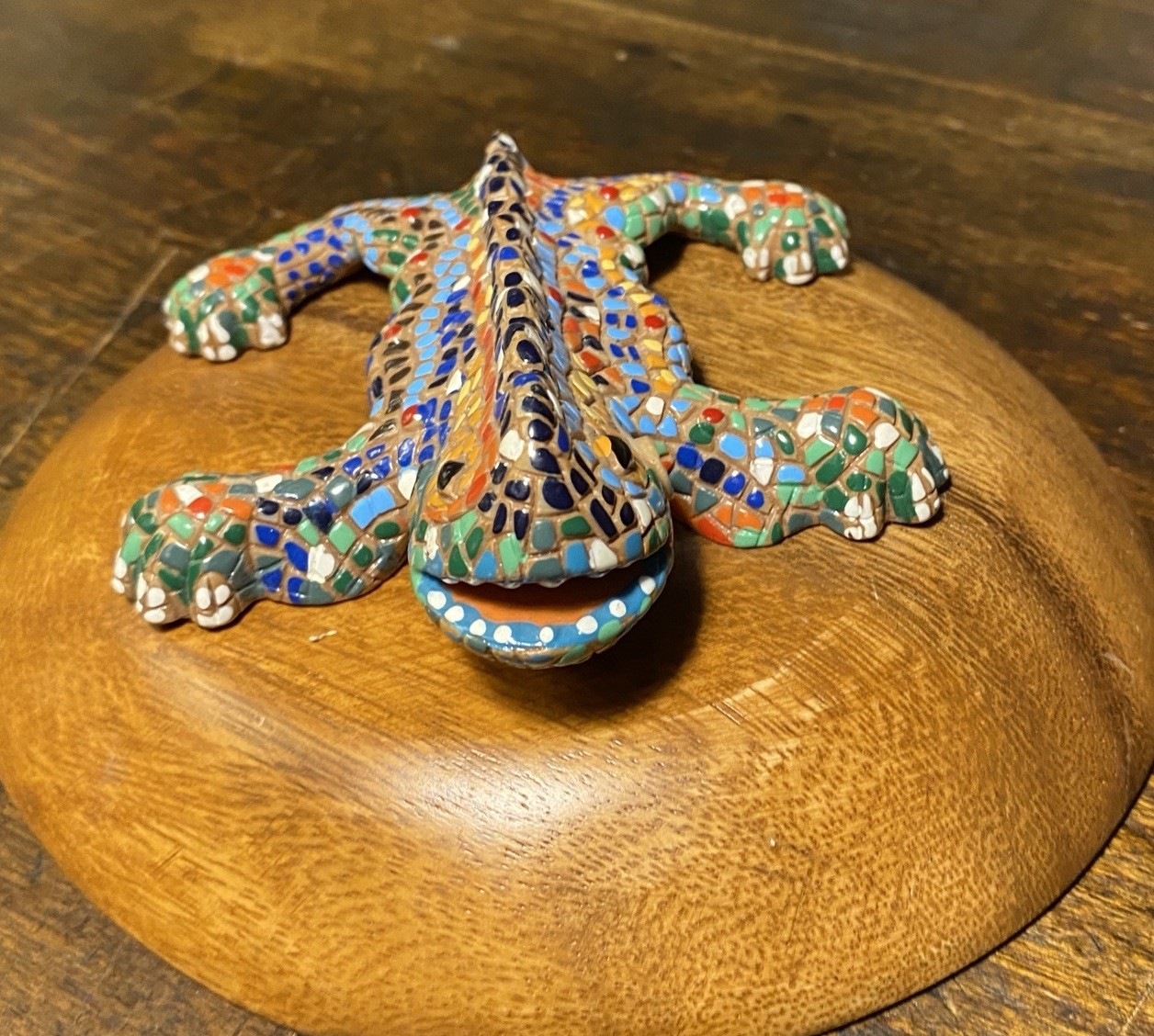 Mosaic Spanish Lizard Hand Painted Barcelona Art Piece 4.5 In. Tip To Tail