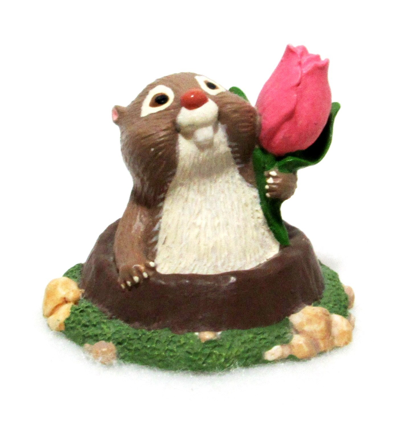 NEW 1995 SUMMER / EVERYDAY Hallmark Merry Miniature GROUNDHOG with PINK ROSE BUD