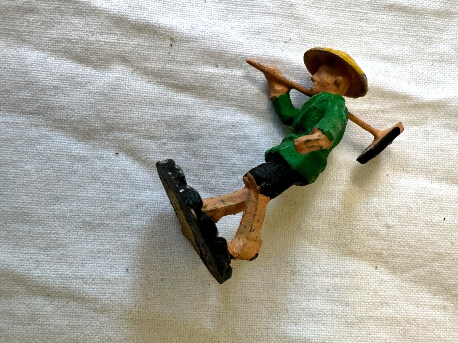 Lot of 5 Vintage Tiny Miniature Asian Figurines Lead Farmers Warriors