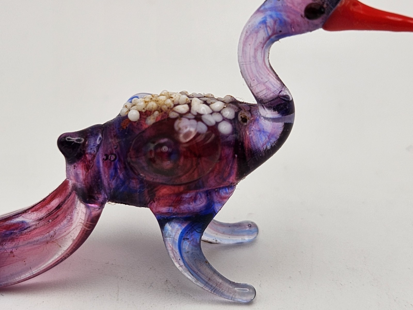 Handmade Art Glass Peacock Bird Lampwork Miniature Colorful Art Animals