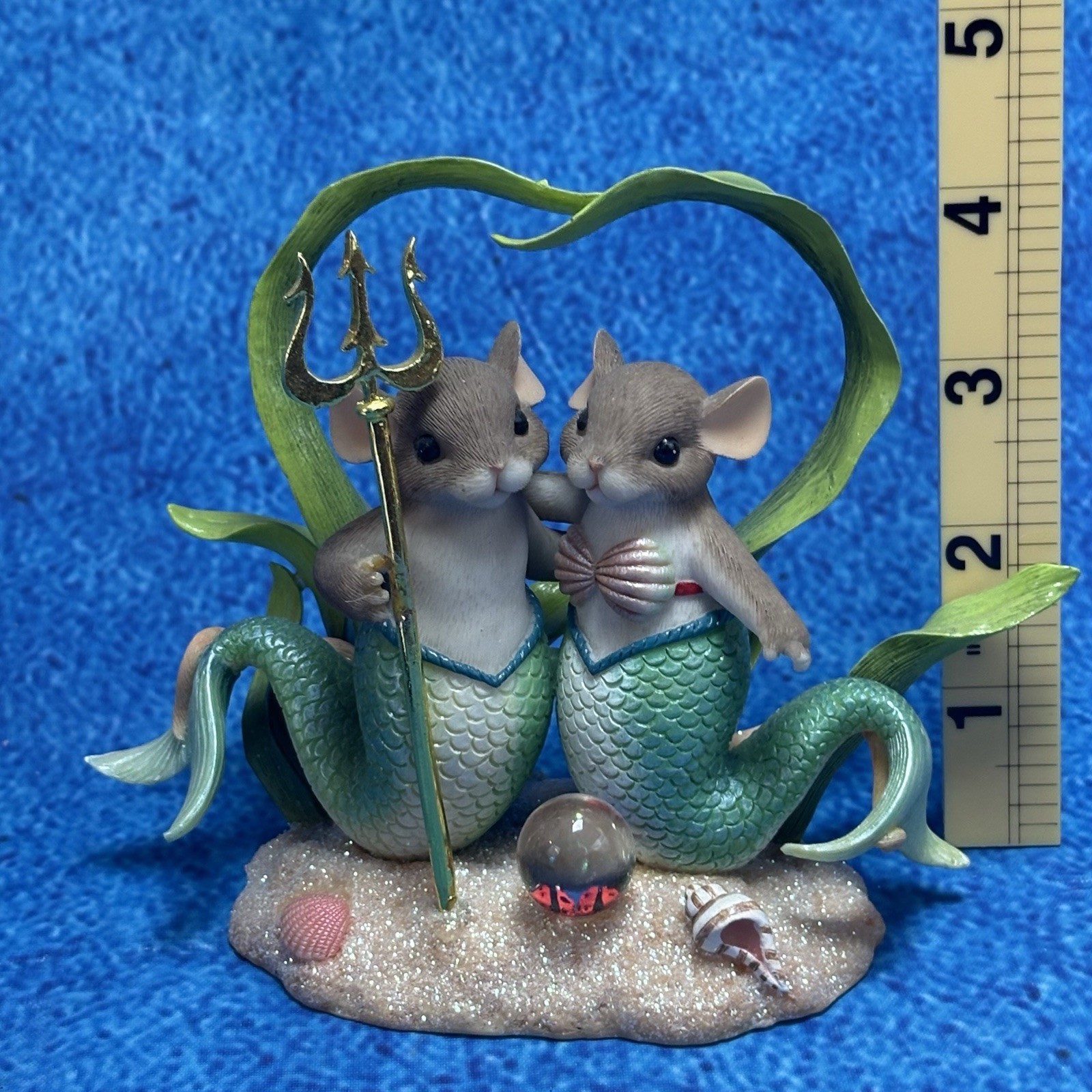 2005 FITZ & FLOYD Resin Mermaid Mice CHARMING TAILS “An Ocean Of Love” 89/265
