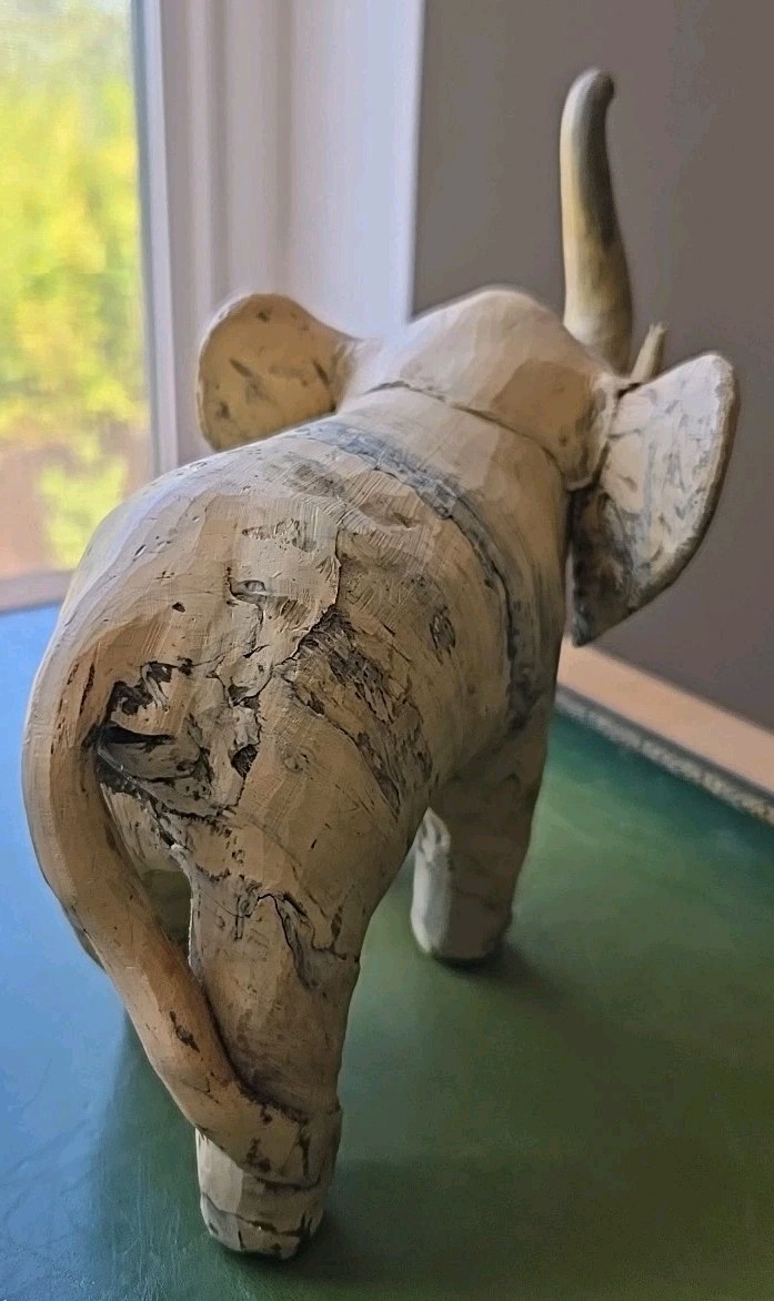 VTG Elephant Figurine Statue Marbled Look 7 1/2″ X 7″ X 4″ Lightweight