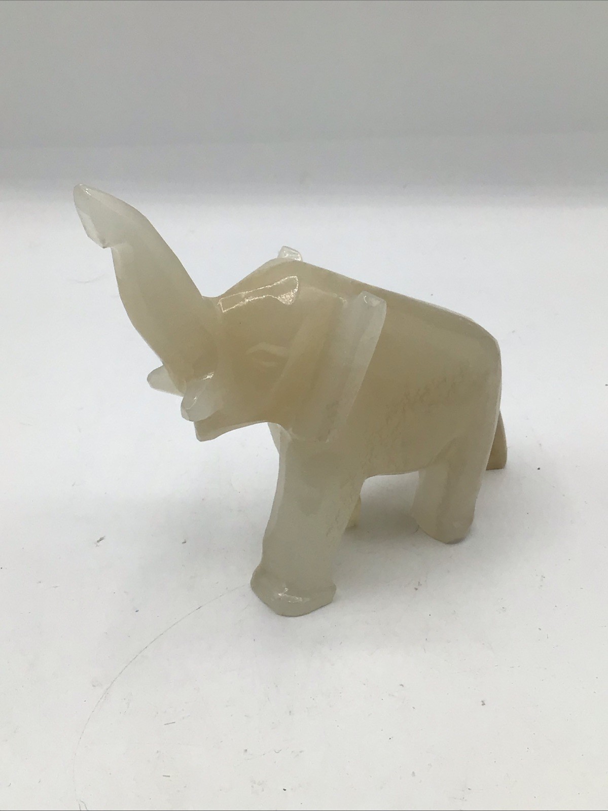 Hand Carved Quartz Stone Elephant Figurine