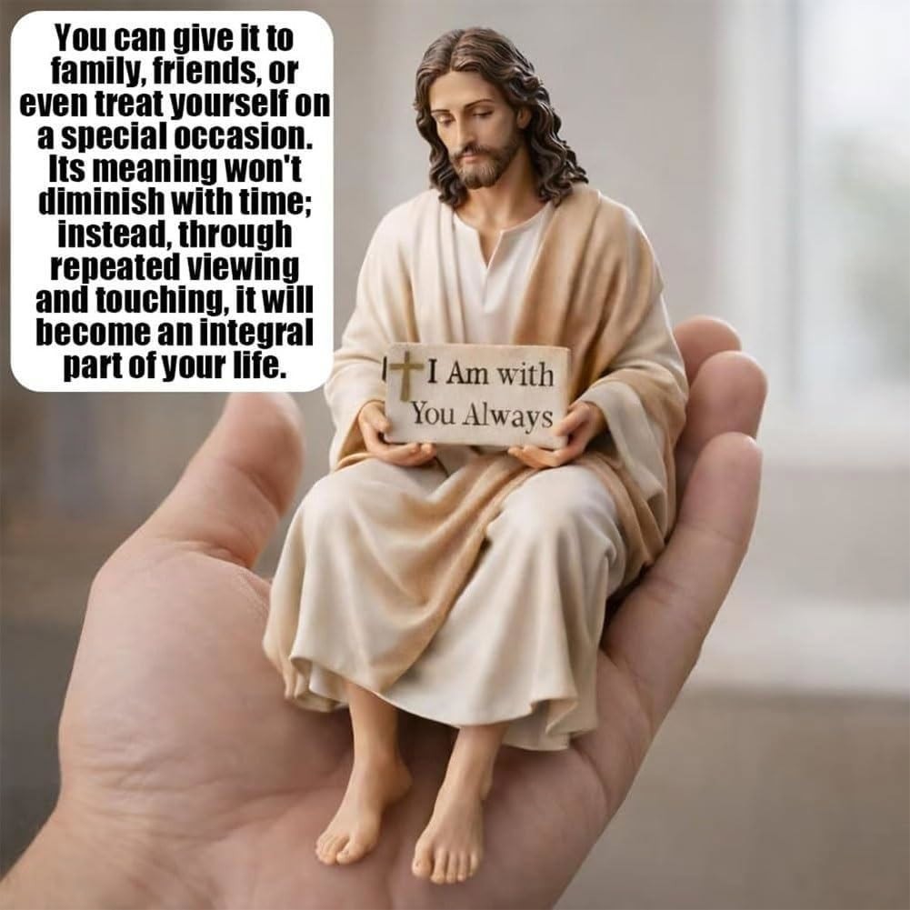 Sitting Jesus Christ Statue Religious Resin Jesus Figurine I am with you always