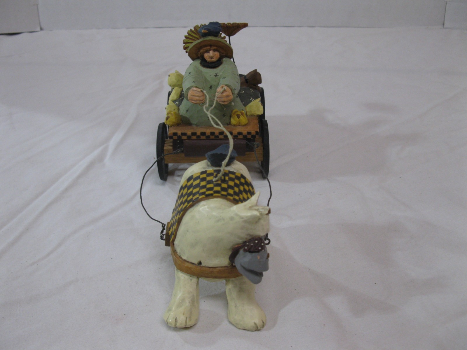 Williraye Studio WW2741 Cat Pulling Wagon w/Girl & Kittens 1999 VTG
