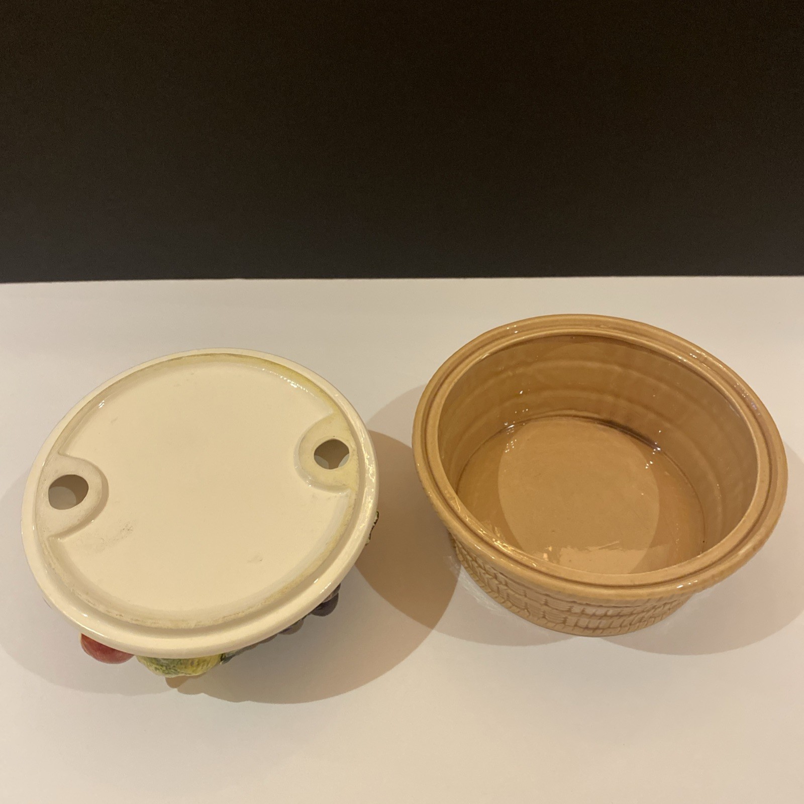 Small Trinket Bowl Weave Style Bottom With Fruit Lid ~ Japan