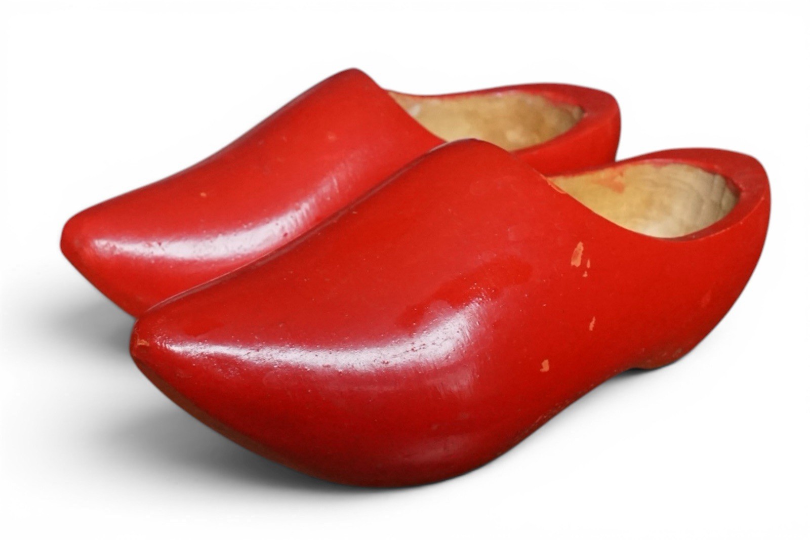 Dutch Red Wooden Clogs Hand Carved Shoes Holland Sweden