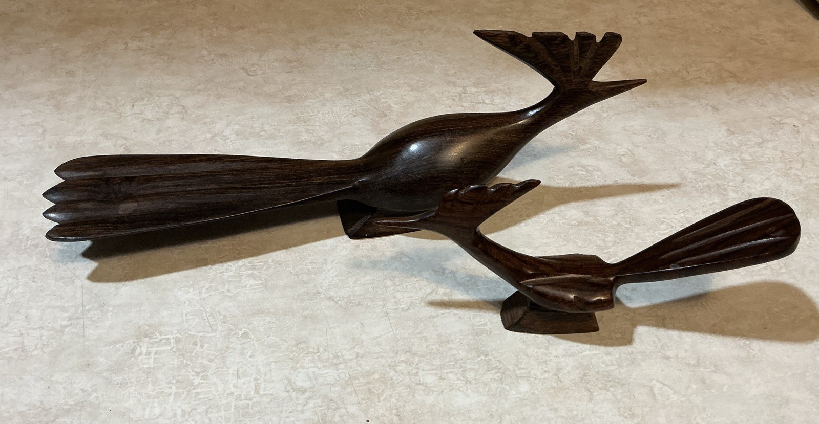 Lot Of 2 Ironwood Road Runner Carving Wood Sculptures