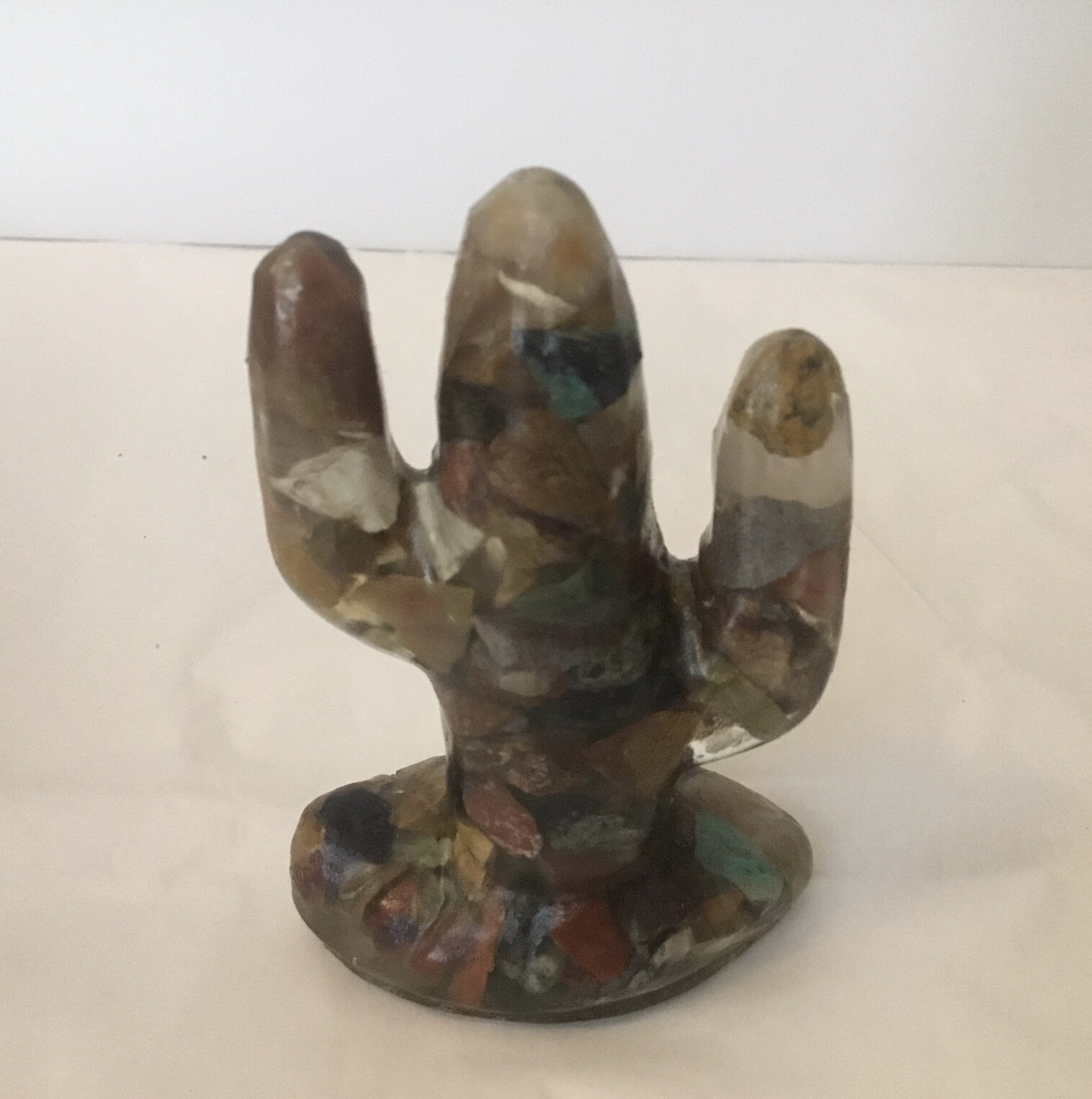 Saguaro Cactus Figurines Wood Carved 5” & Stone Filled Resin 3.5” Vintage