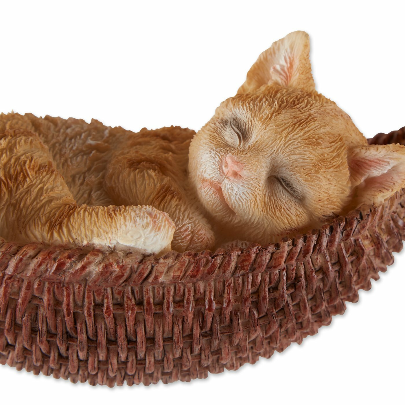 Brown Polyresin Whimsy Napping Cat On Hammock Figurine Indoor Outdoor Decor