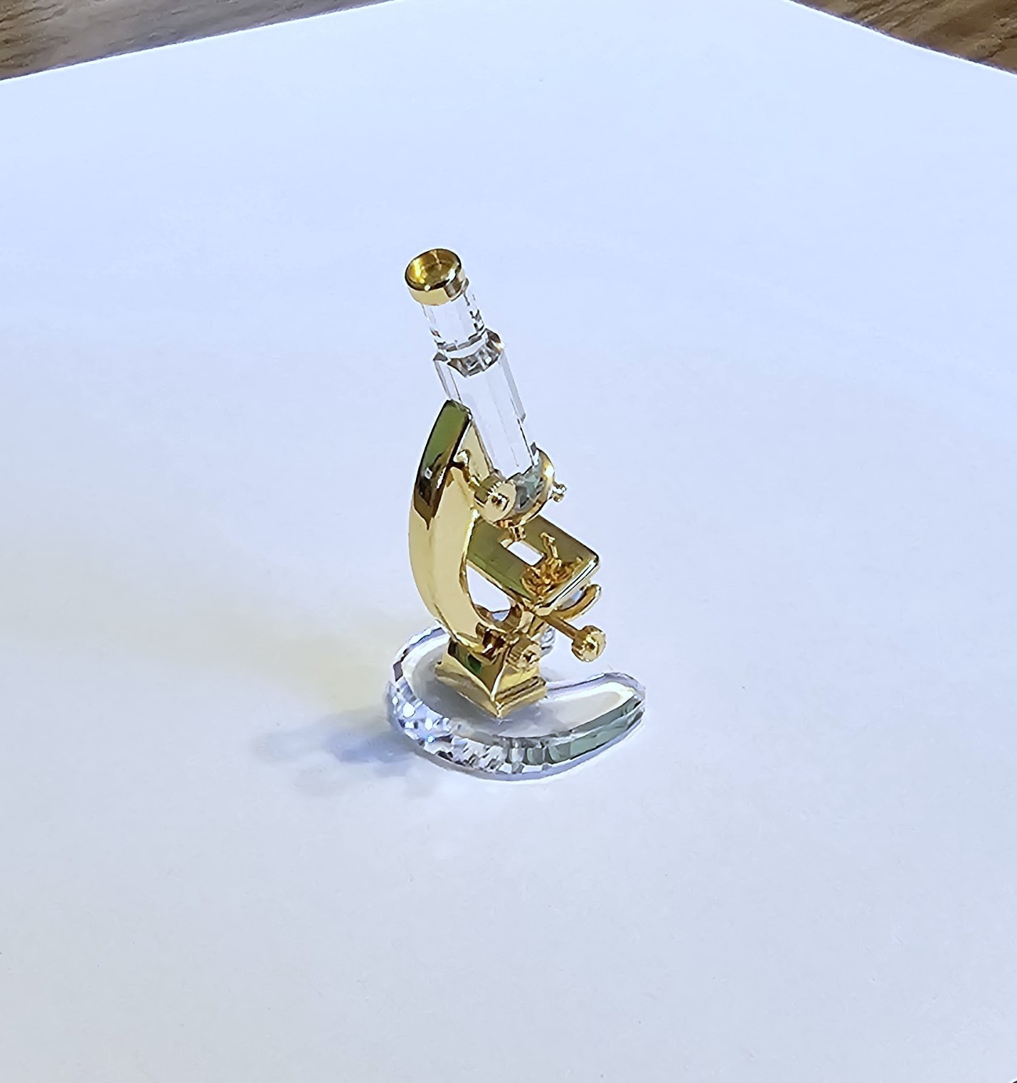 🔬 Swarovski Crystal MINI 2001 Times Past, Gold Plated, Microscope Figurine, NIB
