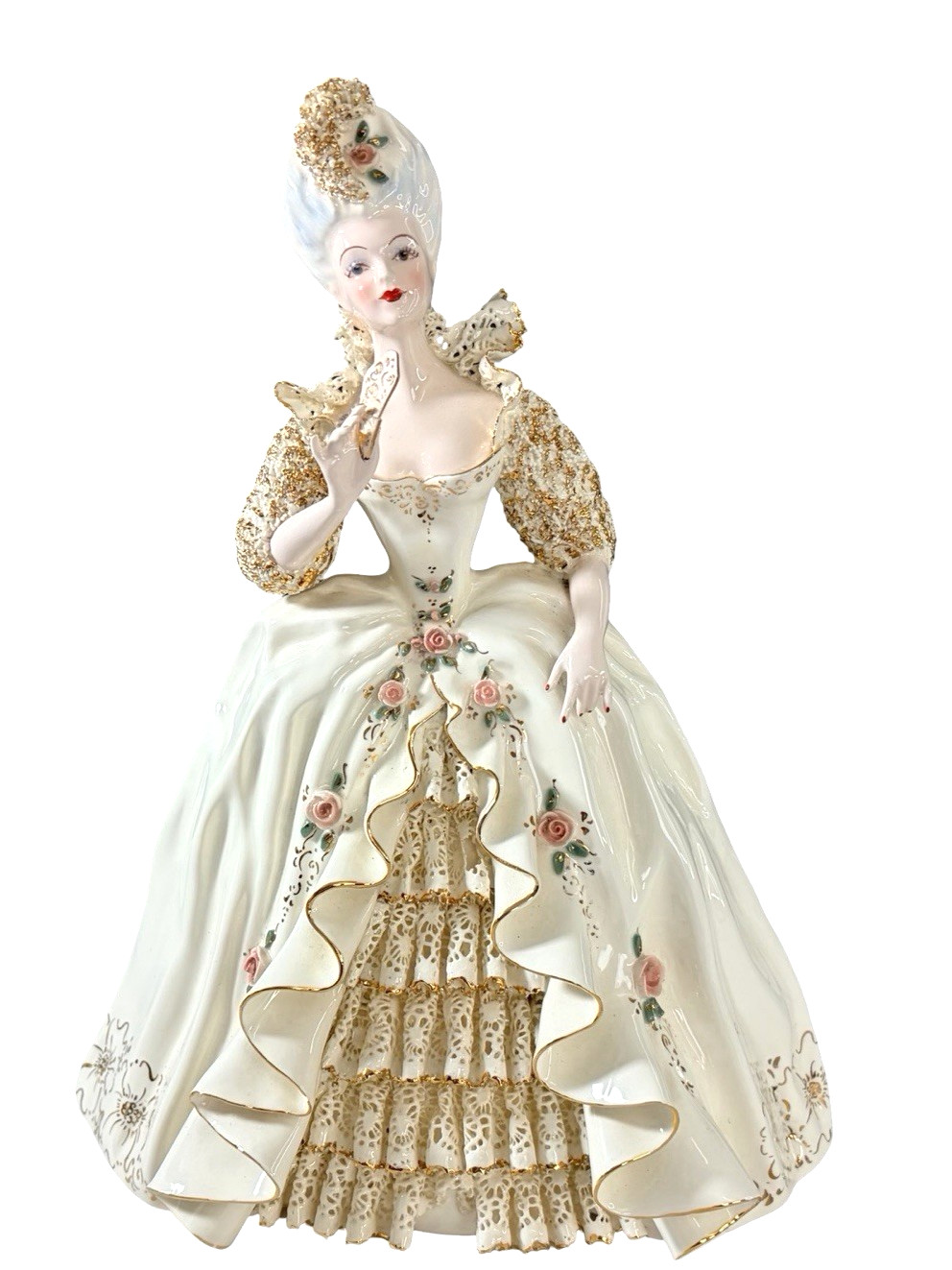 1948 Florence Ceramics Marie Antoinette Figurine Hand Painted Porcelain READ Vtg