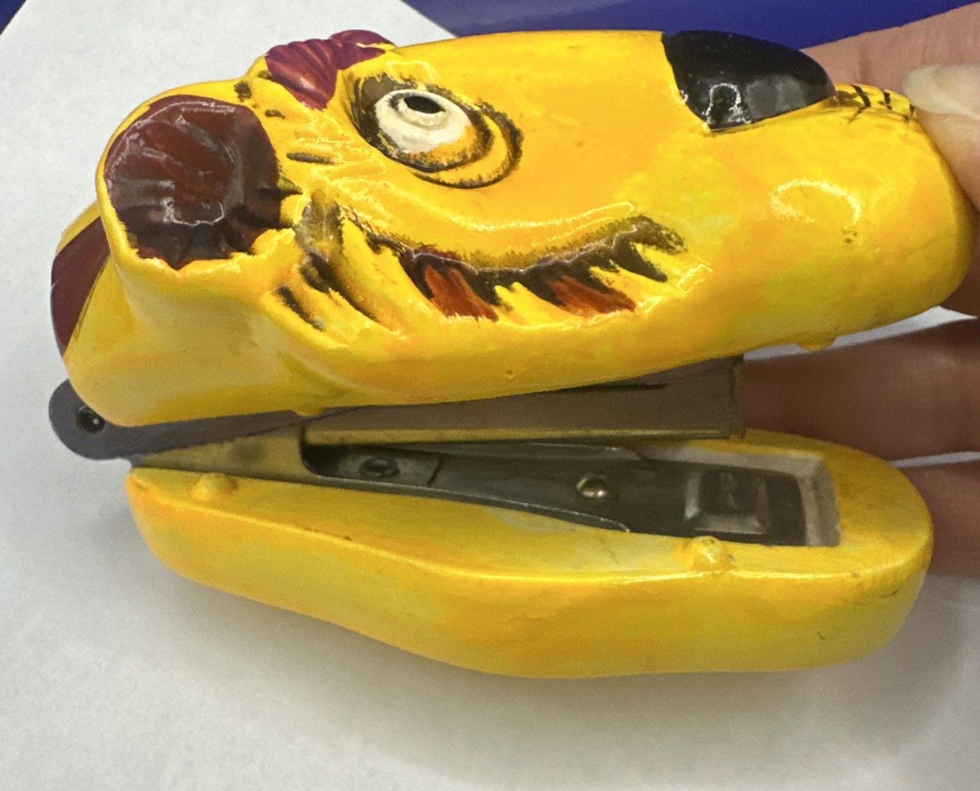 Retro Colorful Vintage 1960’s 70’s Wales Japan Chalkware Mini Stapler Tiger Head
