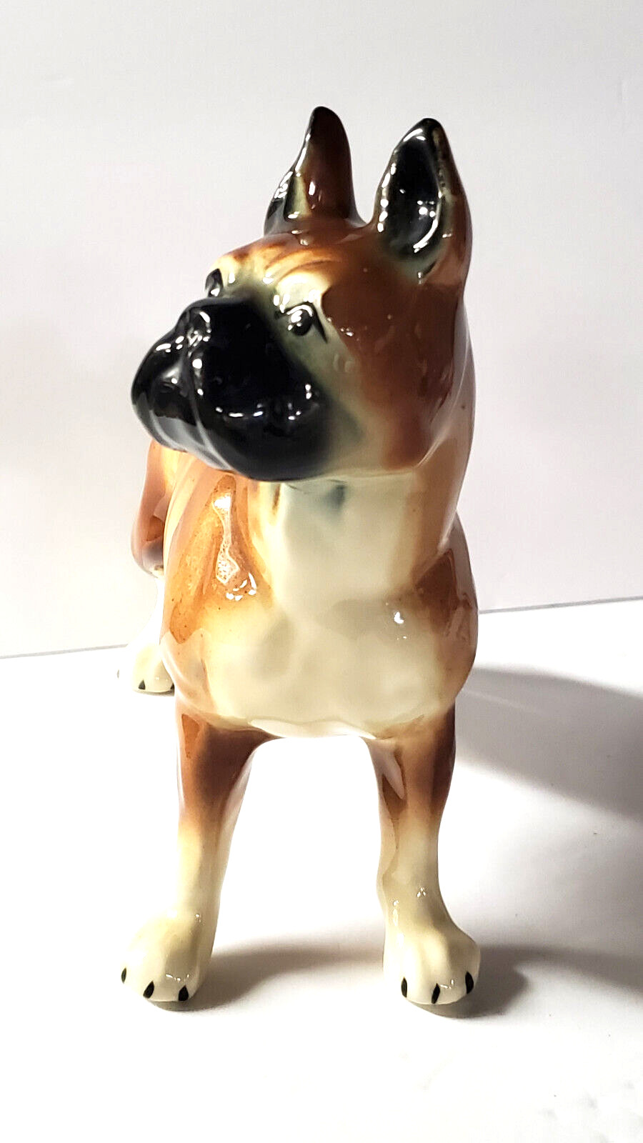 Vintage Boxer Dog Porcelain Figure Brown Figurine 7 5/8″