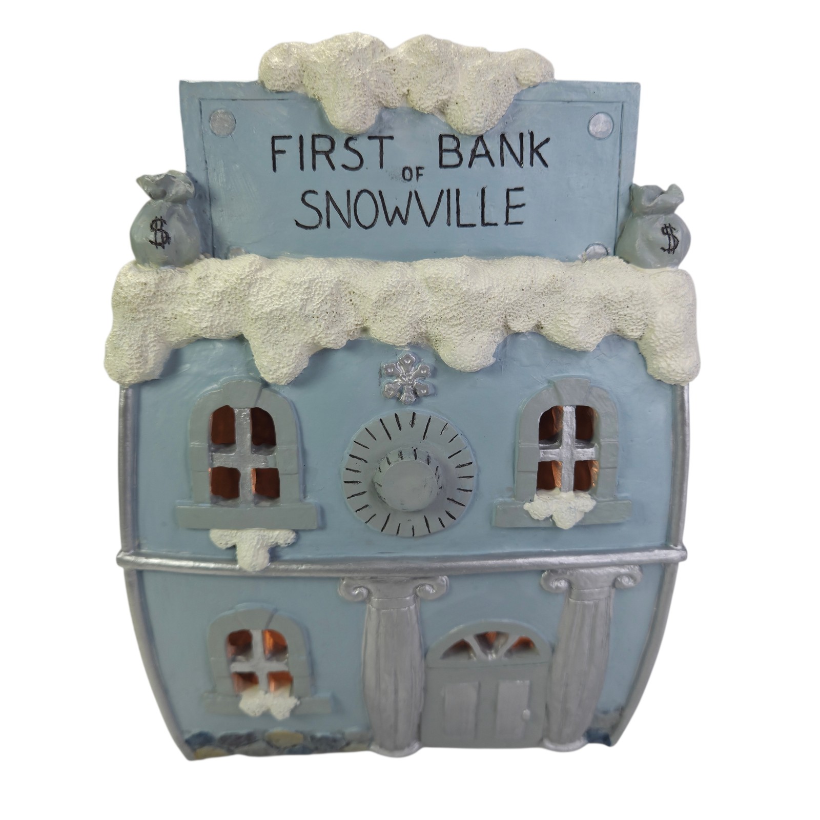 Snow Buddies Snowville First Bank Encore Christmas 2004 Ceramic Lighted Rare Vtg