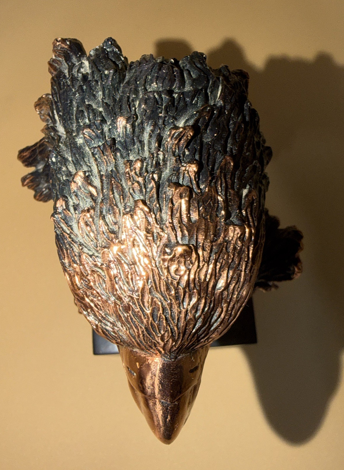 Brass Color Eagle Head Trophy Parts 8 1/2 inch Tall Black Marble? Base