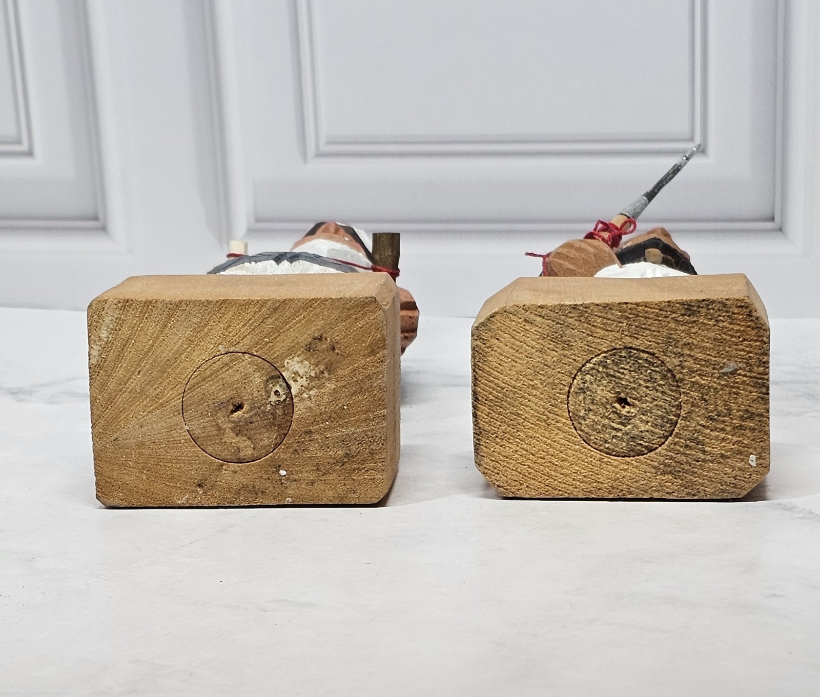 Vintage Hand Carved Wooden Folk Art Sea Figurines Captain & Sailor Nautical