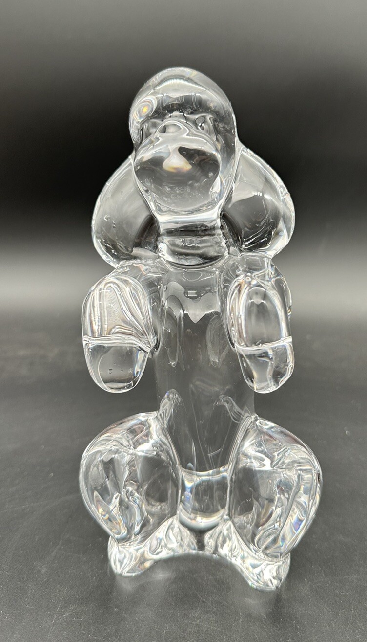Sevres France Crystal Poodle Begging Sitting Dog Figurine 8″ EUC
