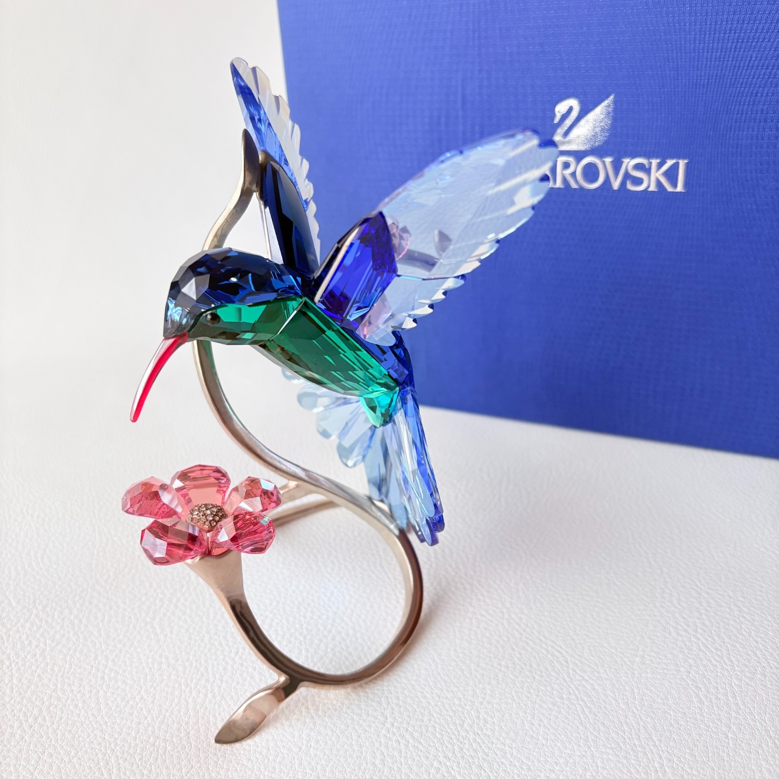Swarovski Paradise Birds Hummingbird Rose Flower 1188779 Boxed Tail Restored