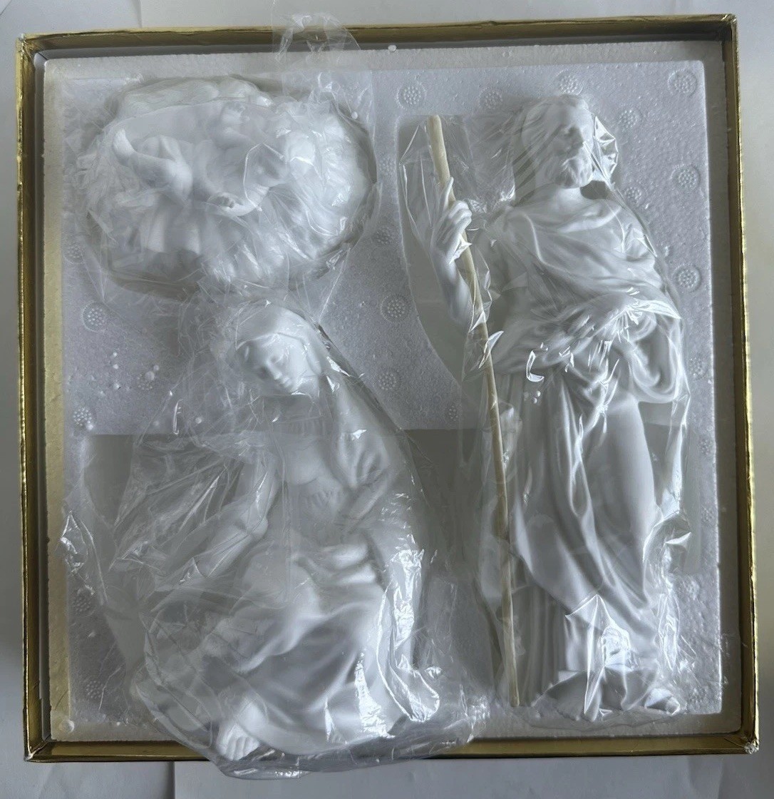 VTG LENOX Christmas Nativity The Holy Family White Porcelain Figure 3 Piece Set
