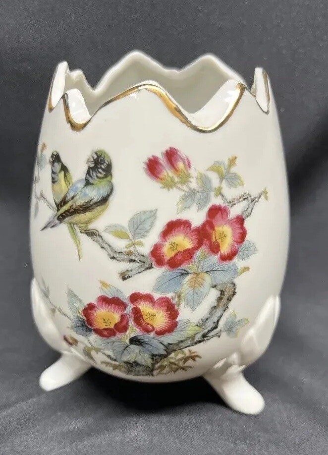 Vintage Mid Century Large Andrea By Sadek Bird And Floral Cracked Egg.