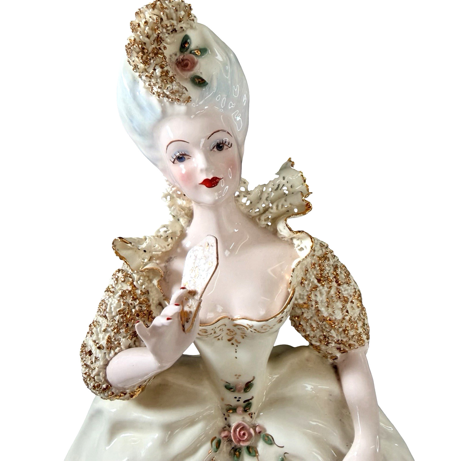 1948 Florence Ceramics Marie Antoinette Figurine Hand Painted Porcelain READ Vtg
