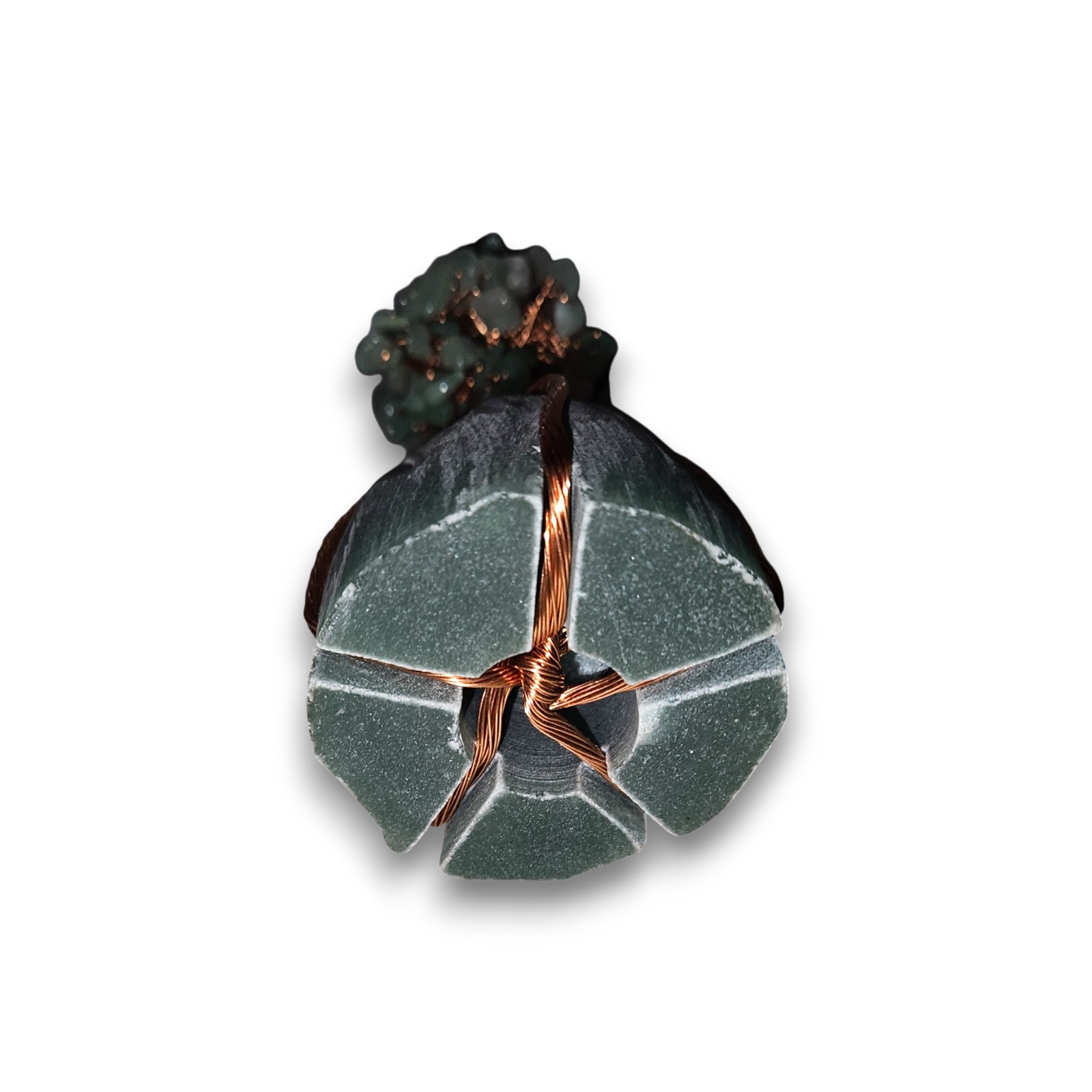 Green Aventurine Gemstone Tree of Life Copper Wire Sculpture on Stone Base